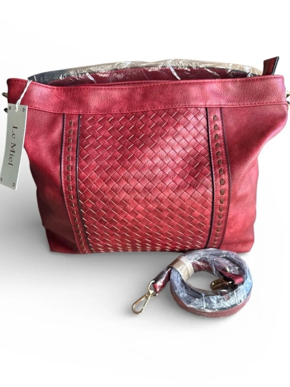 Red Woven Le Miel Tote Bag